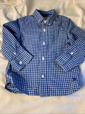 Mini Boden Blue Gingham Button-Down Shirt